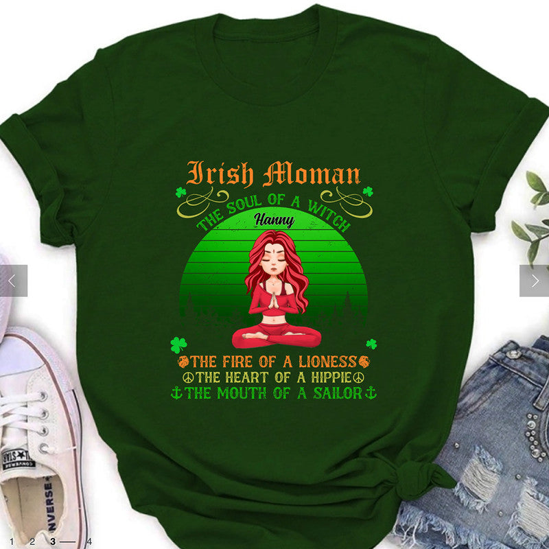 Personalized St Patricks Day Irish Girl Yoga T Shirt Irish Woman The Soul Of A Witch CTM Youth Custom - Printyourwear