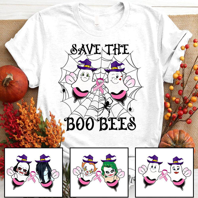 Personalized Breast Cancer T Shirts Awareness Month Save The Boo Bees Halloween CTM Sweater Adult Custom - Printyourwear