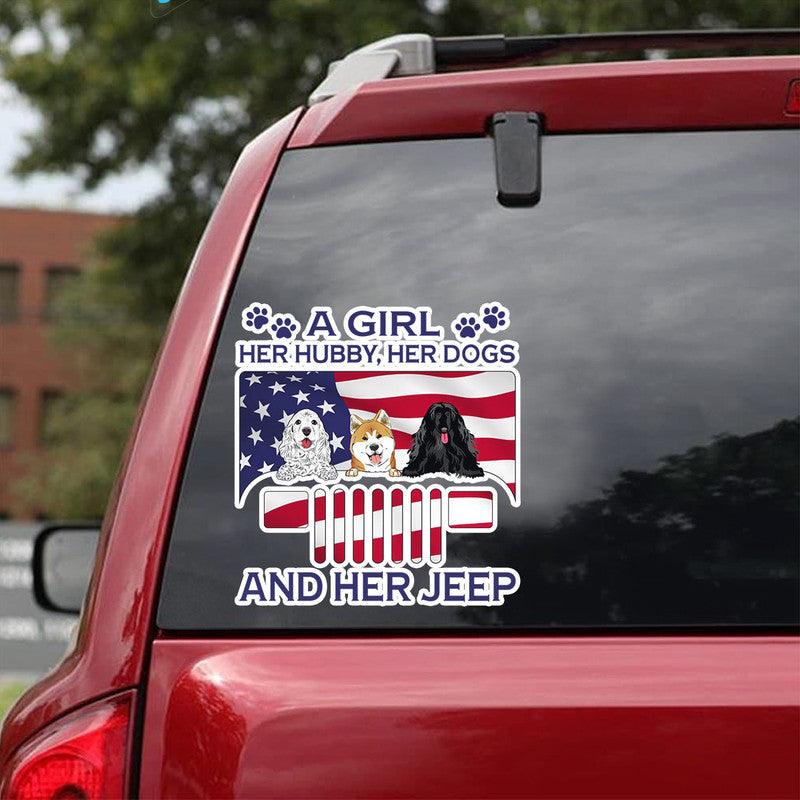 Personalized Jeep Decal A Girl Her Hubby Her Dogs and Her Jeep CTM package 13x13cm Custom - Printyourwear