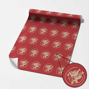 90s Y2K Scary Cat Wrapping Paper Roll Scared Under Starry Tail Cat Playing Guitar TS10 Red Print Your Wear