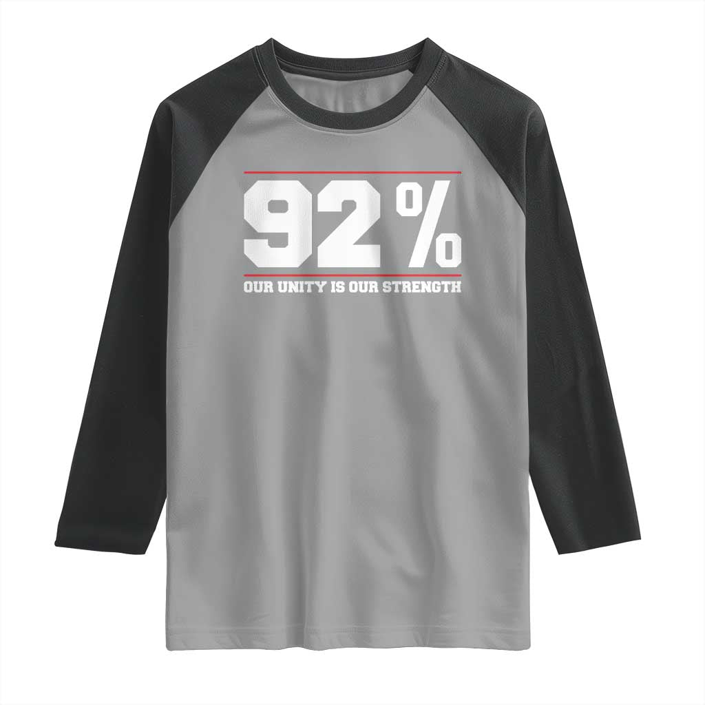 92 Percent Black Woman Power Raglan Shirt 92% Our Unity Is Our Strength TS10 Sport Gray Black Print Your Wear
