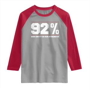 92 Percent Black Woman Power Raglan Shirt 92% Our Unity Is Our Strength TS10 Sport Gray Red Print Your Wear