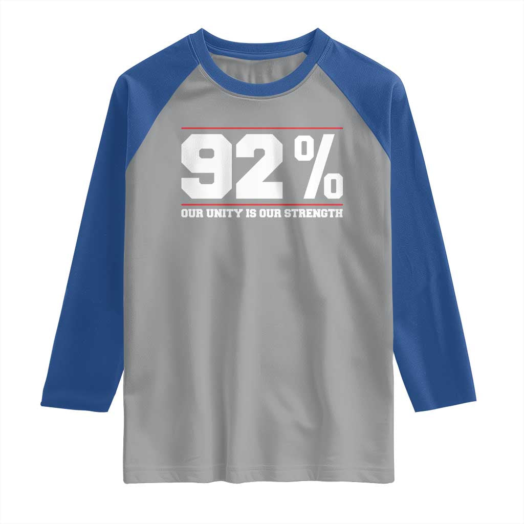 92 Percent Black Woman Power Raglan Shirt 92% Our Unity Is Our Strength TS10 Sport Gray Royal Print Your Wear