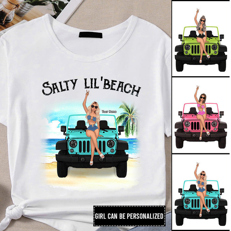 Custom Jeep Tee Shirts Salty Lilbeach Jeep Girl NO.1 CTM Youth Custom - Printyourwear