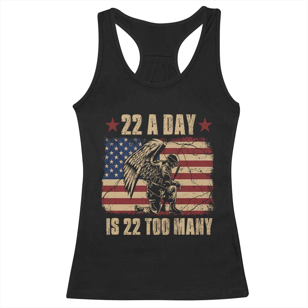 American Veteran Racerback Tank Top 22 A Day Is 22 Too Many Veteran Lives Matter TS02 Black Print Your Wear