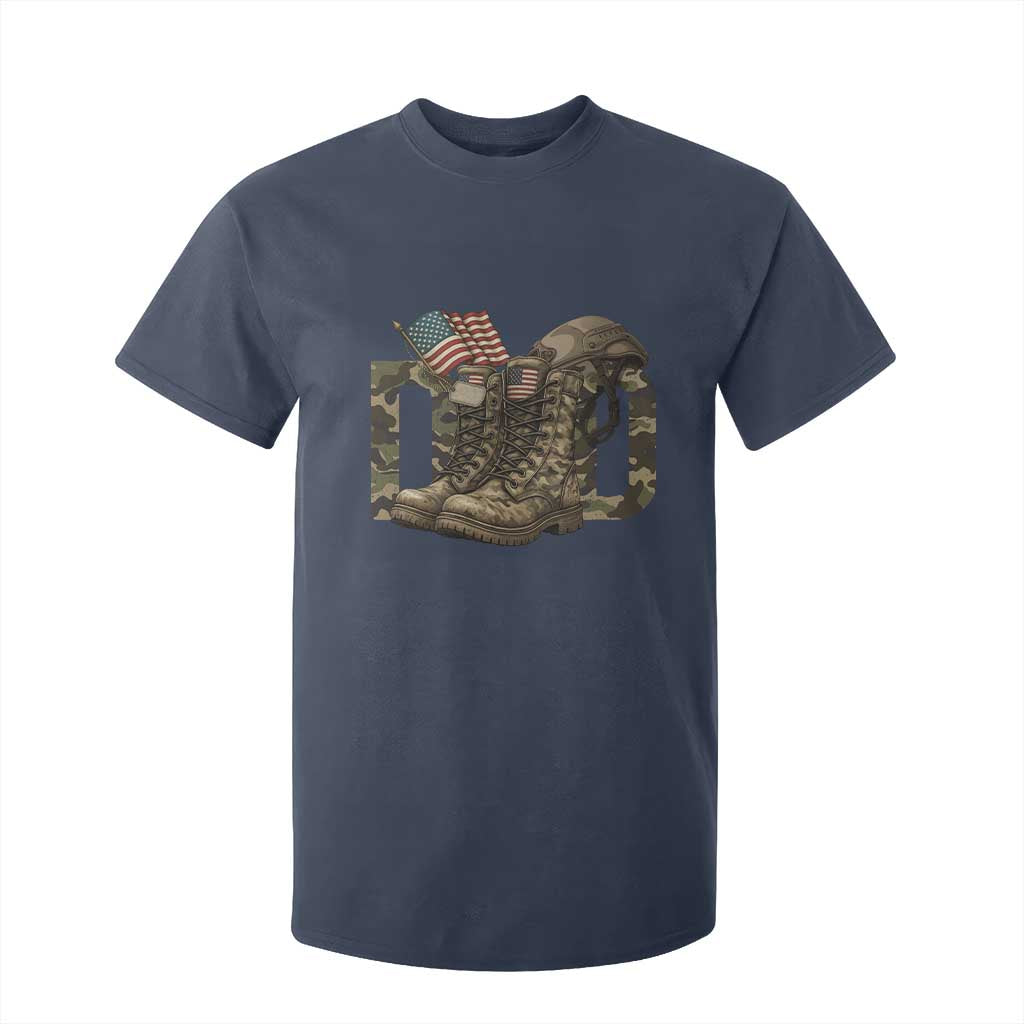 Army Military Dad Combat Boots American Flag T Shirt For Kid TS11 Navy Print Your Wear