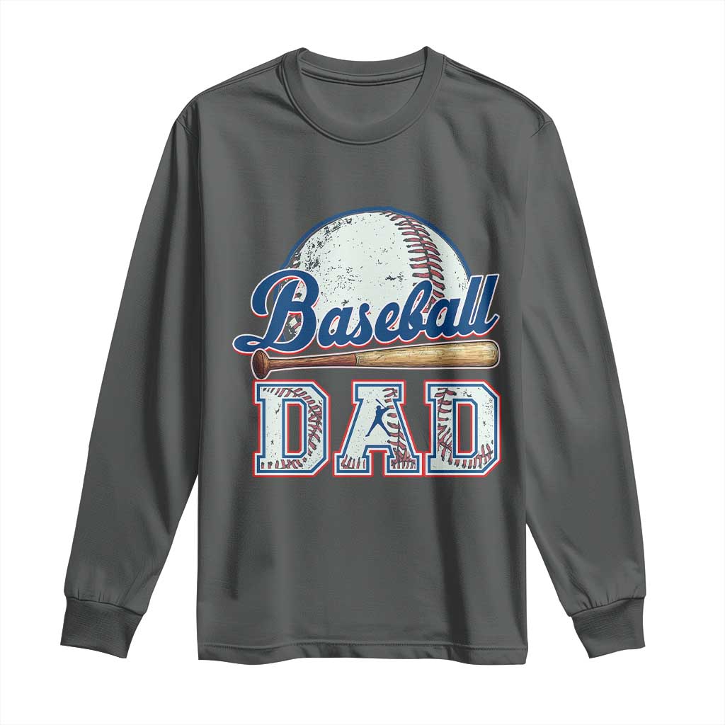 Baseball Dad Long Sleeve Shirt Baseball Sport Lovers For Father's Day TS02 Dark Heather Print Your Wear