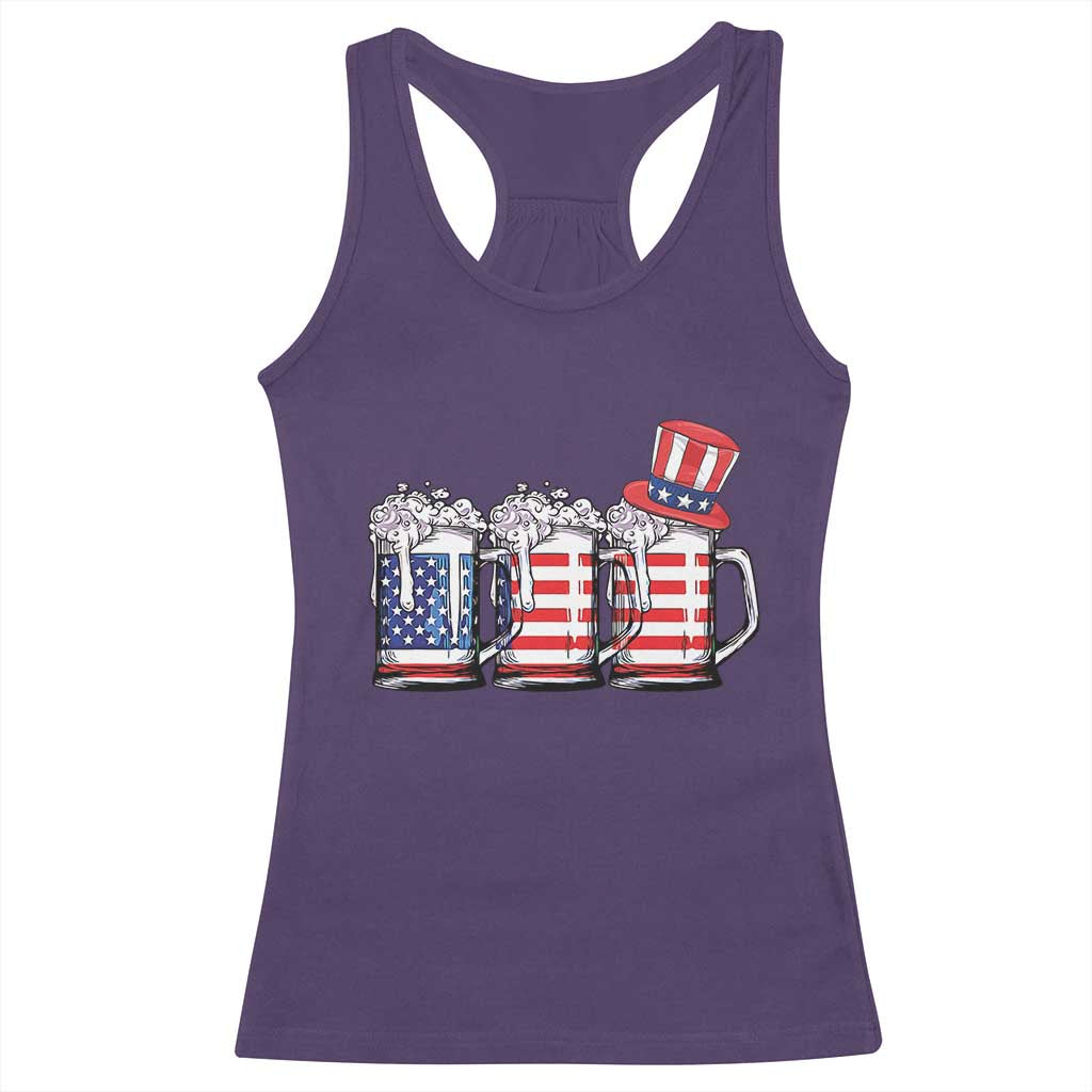 Beer American Flag 4th of July Racerback Tank Top Merica Drinking USA TS10 Purple Print Your Wear