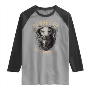 Beware Of False Prophets Raglan Shirt Christian Sheep Wolf TS11 Sport Gray Black Print Your Wear