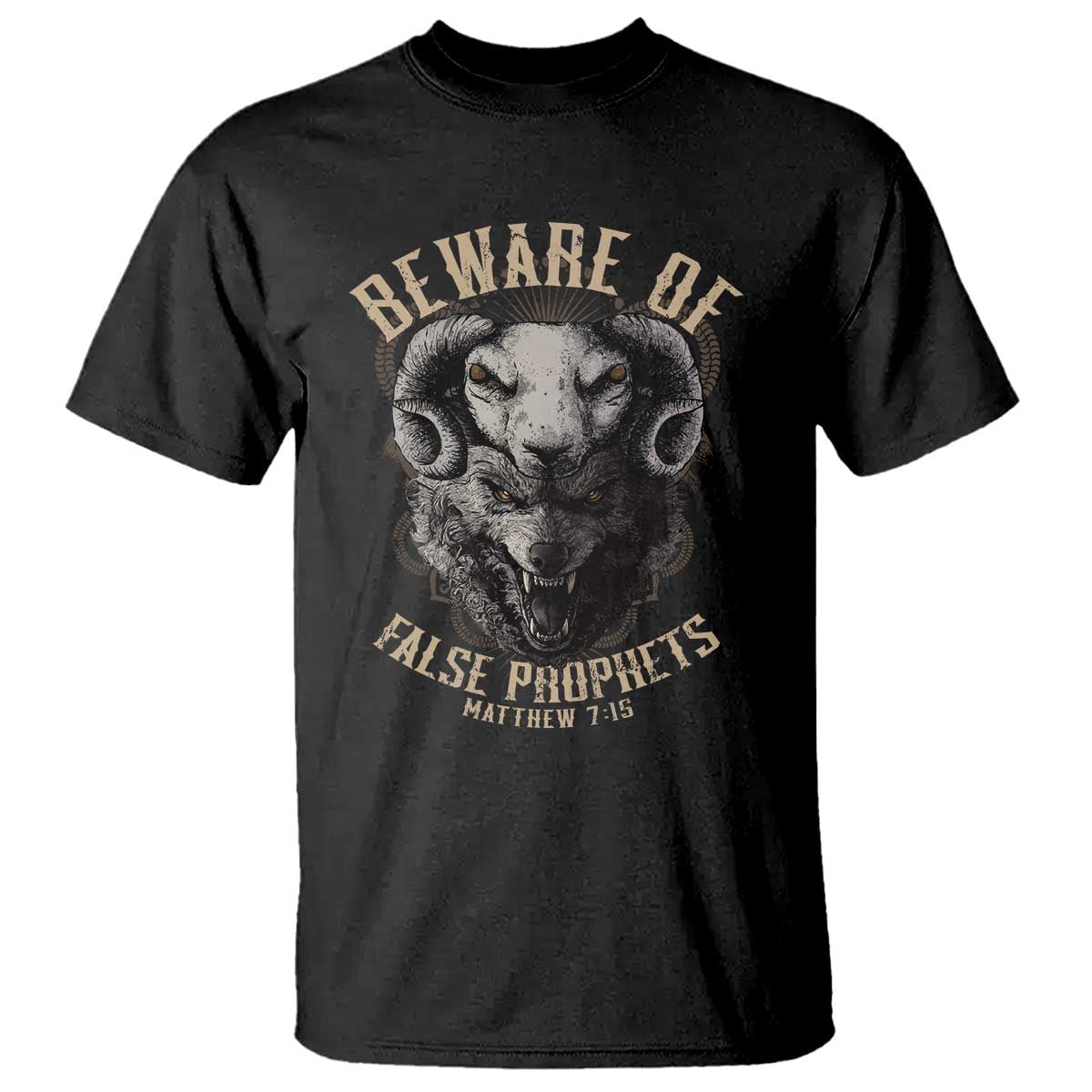 Beware Of False Prophets T Shirt Christian Sheep Wolf TS11 Black Print Your Wear