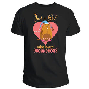 Personalized Couple, Family Gift Just A Girl Who Loves Groundhogs T Shirt CTM Youth Custom - Printyourwear