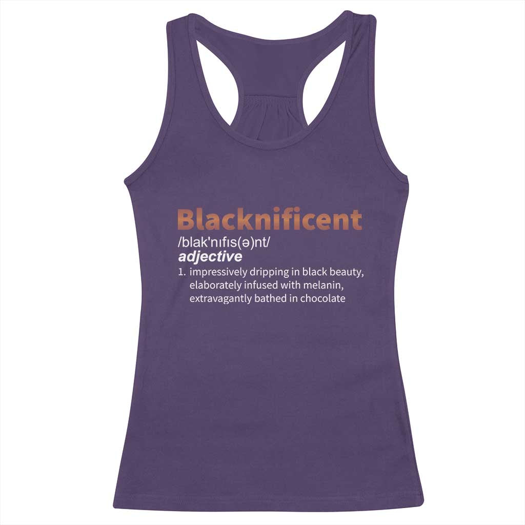 Blacknificient Definition Racerback Tank Top Black History African Roots African American TS10 Purple Print Your Wear