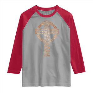 Blessed Dad Christian Raglan Shirt Religious Cross Fathers Day TS11 Sport Gray Red Print Your Wear