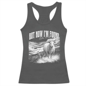 But Now I'm Found Racerback Tank Top Christian Faith Sheep TS11 Dark Heather Print Your Wear