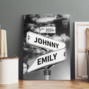 Personalized Custom Name Street Sign Canvas Wall Art Prints Couple Gifts CTM02 Custom - Printyourwear