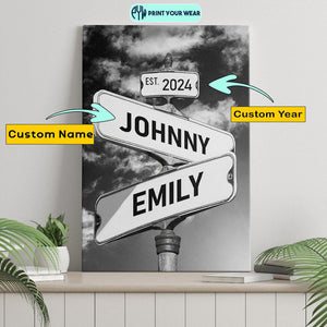 Personalized Custom Name Street Sign Canvas Wall Art Prints Couple Gifts CTM02 Custom - Printyourwear