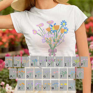 Custom Text Shirt Personalized Your Name With Flower Language Keyboard Apparel CTM02 Custom - Printyourwear