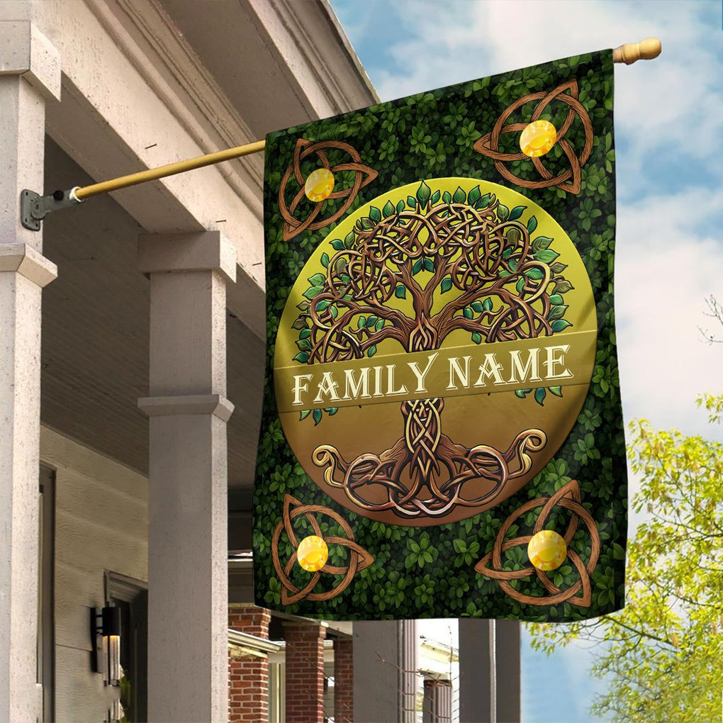 Personalized Family Garden Flag Custom Name Family Reunion Celtic Tree CTM02 House Flag (40