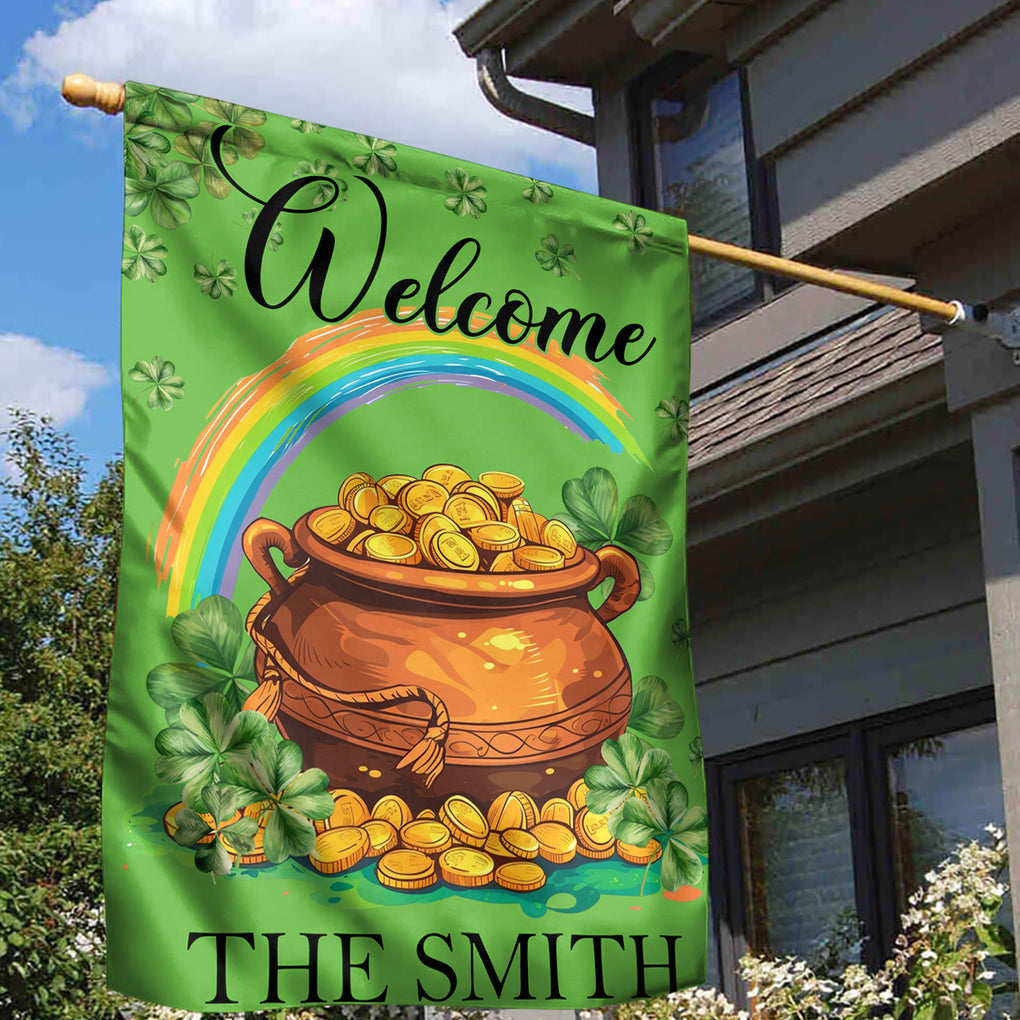 Personalized Garden Flag Custom Text Happy St Patrick's Day Welcom Flag CTM02 House Flag (40