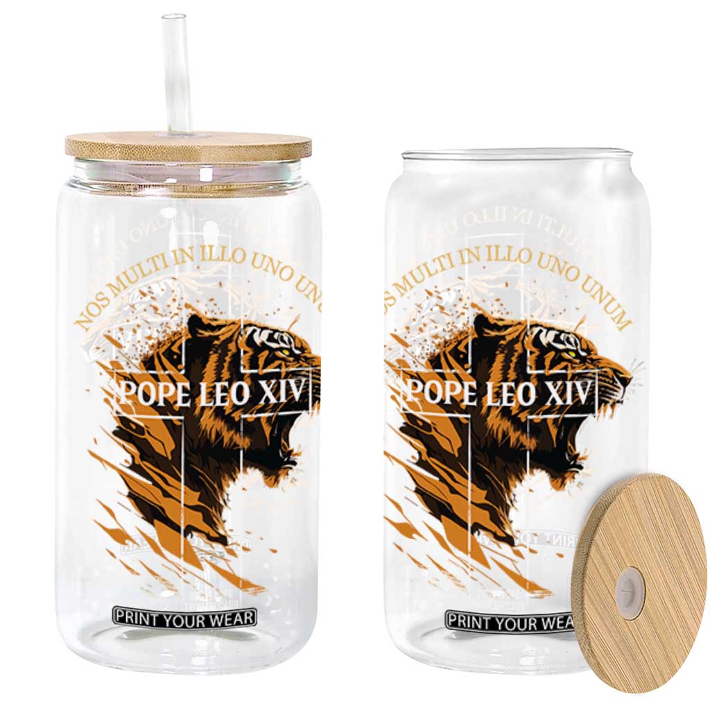 Cardinal Pope Leo XIV Glass Can Nos Multi In Illo Uno Unum 267th Pope From Chicago Tiger TS11 Black Print Your Wear