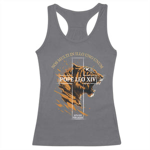 Cardinal Pope Leo XIV Racerback Tank Top Nos Multi In Illo Uno Unum 267th Pope From Chicago Tiger TS11 Charcoal Print Your Wear
