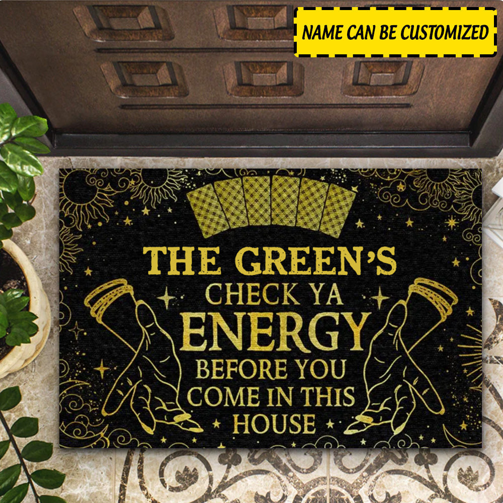 Personalized Halloween Decor Check Ya Energy Tarot Psychic Reading Doormat CTM Custom - Printyourwear