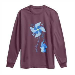 Child Abuse Prevention Awareness Long Sleeve Shirt Pinwheel Elephant TS11 Maroon Print Your Wear