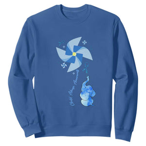 Child Abuse Prevention Awareness Sweatshirt Pinwheel Elephant TS11 Royal Blue Print Your Wear