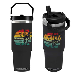Earth Day Flip Straw Tumbler Save Bees Rescue Animals Recycle Plastic TS11 One Size: 30 oz Black Print Your Wear