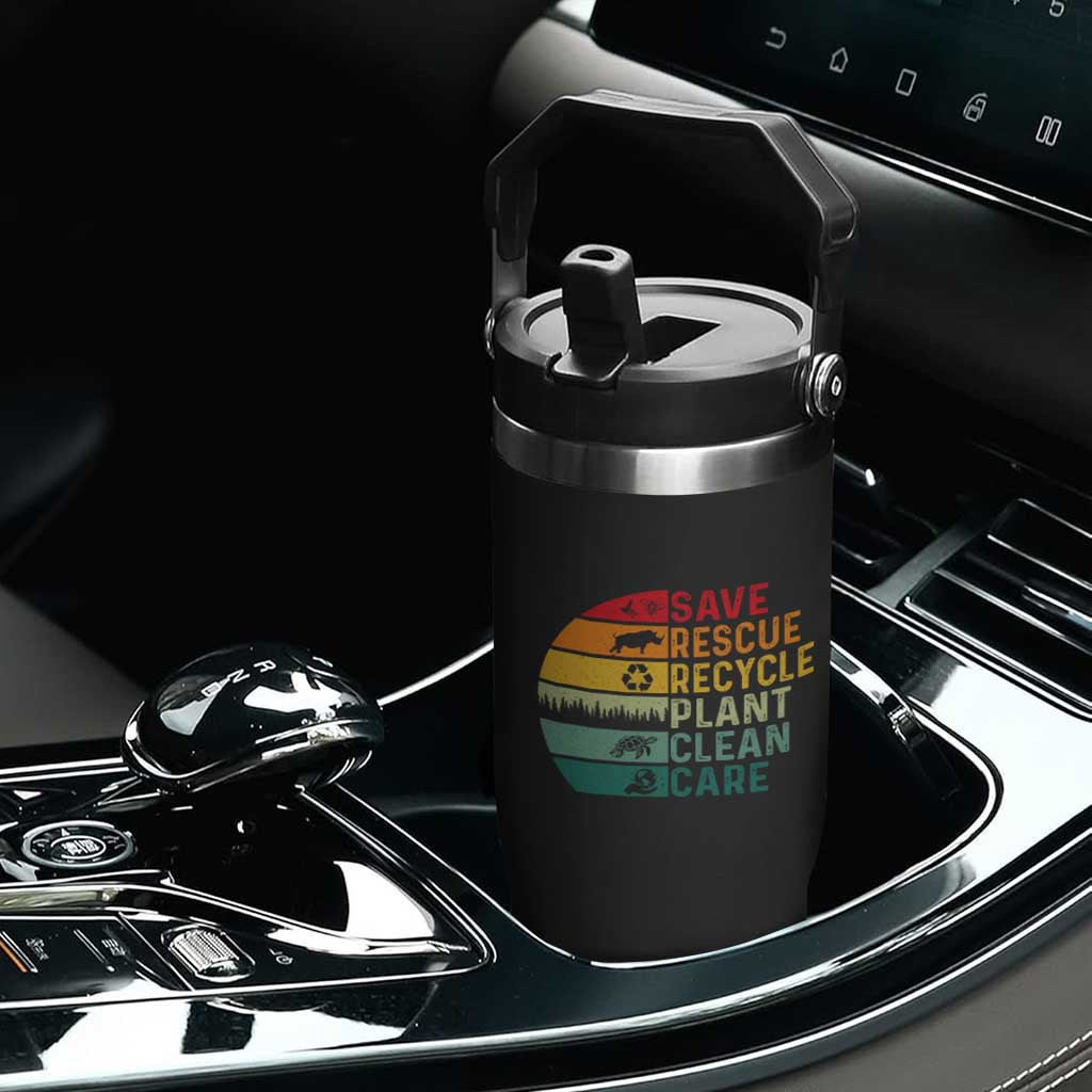 Earth Day Flip Straw Tumbler Save Bees Rescue Animals Recycle Plastic TS11 Print Your Wear