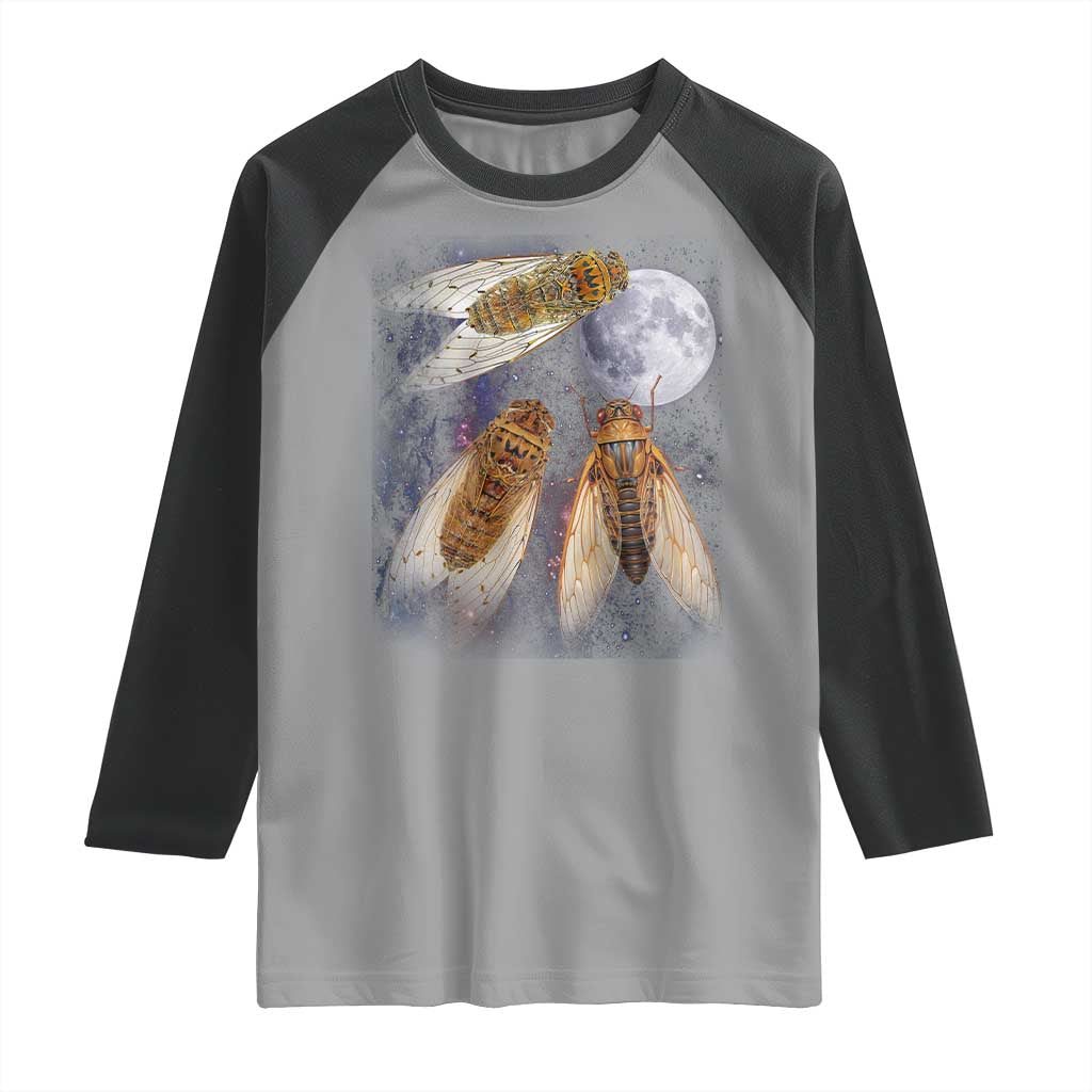 Funny 3 Cicadas Concert Fest Moon Cicada Reunion Raglan Shirt TS11 Sport Gray Black Print Your Wear