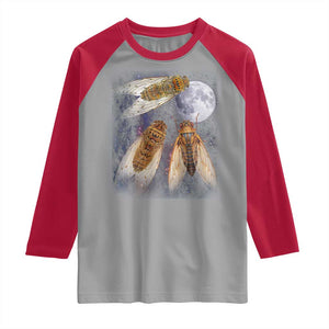 Funny 3 Cicadas Concert Fest Moon Cicada Reunion Raglan Shirt TS11 Sport Gray Red Print Your Wear