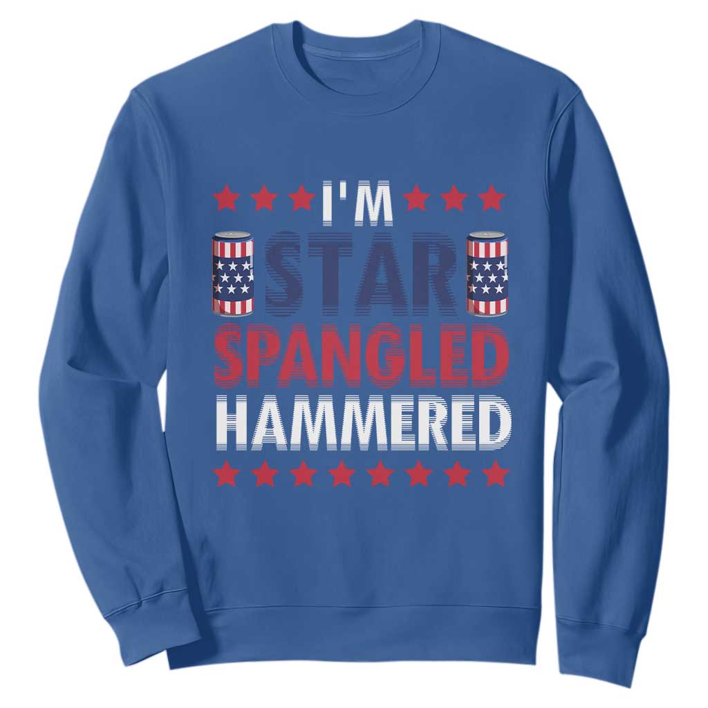 Funny 4th Of July Beer Drinking Lover Sweatshirt I'm Star Spangled Hammered TS11 Royal Blue Print Your Wear