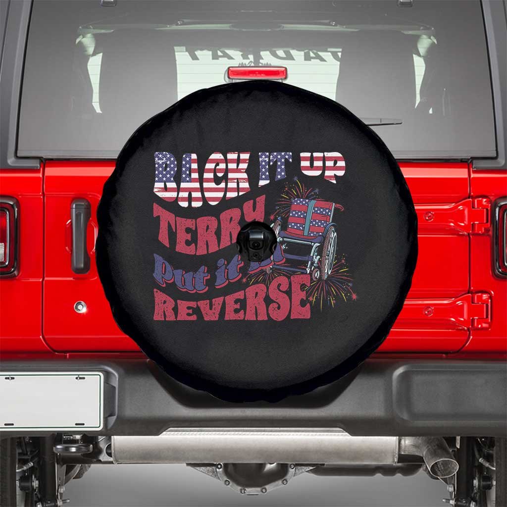 Funny 4th Of July Spare Tire Cover Back Up Terry Put It In Reverse Fireworks Retro Groovy TS02 Black Print Your Wear
