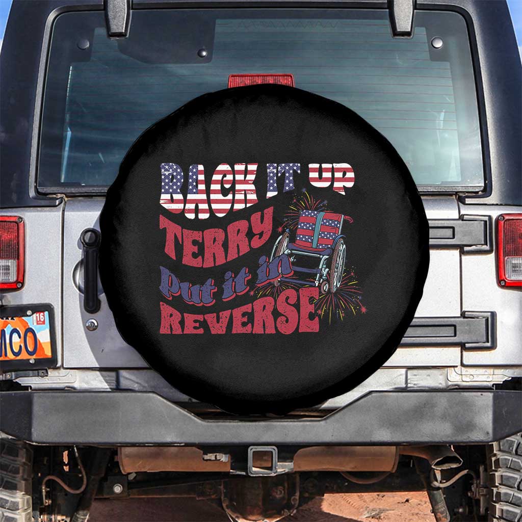 Funny 4th Of July Spare Tire Cover Back Up Terry Put It In Reverse Fireworks Retro Groovy TS02 No hole Black Print Your Wear