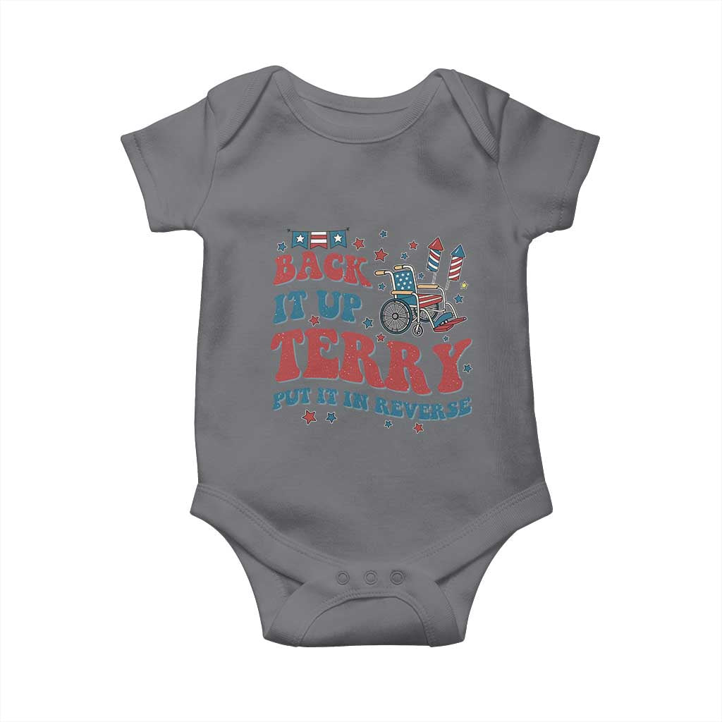 Funny 4th of July Back It Up Terry Put It In Reverse Baby Onesie TS10 Charcoal Print Your Wear