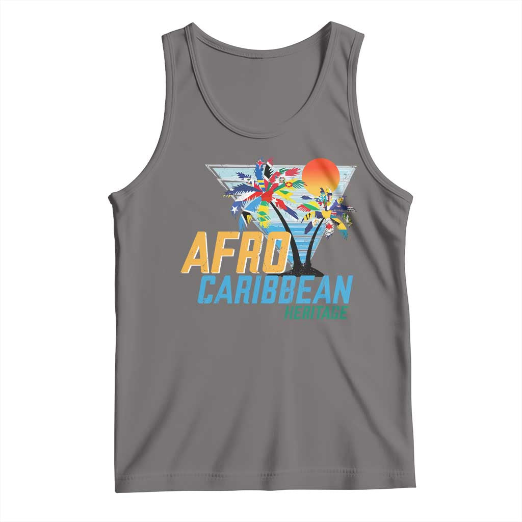 Funny Afro Caribbean Heritage Tank Top Caribbean Island Pride Flags Palm Tree TS11 Deep Heather Print Your Wear