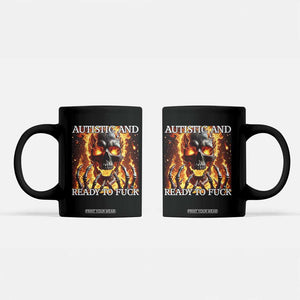 Funny Autistic Fire Skeleton Coffee Mug Autism Humor Joke TS11 Black Print Your Wear