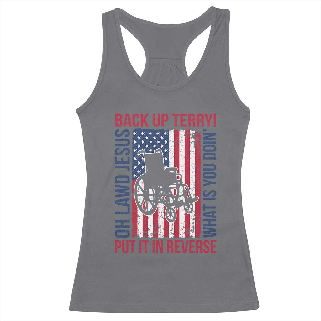 Funny Back Up Terry Put It In Reverse Racerback Tank Top Oh Lawd Jesus What Is You Doin TS11 Charcoal Print Your Wear