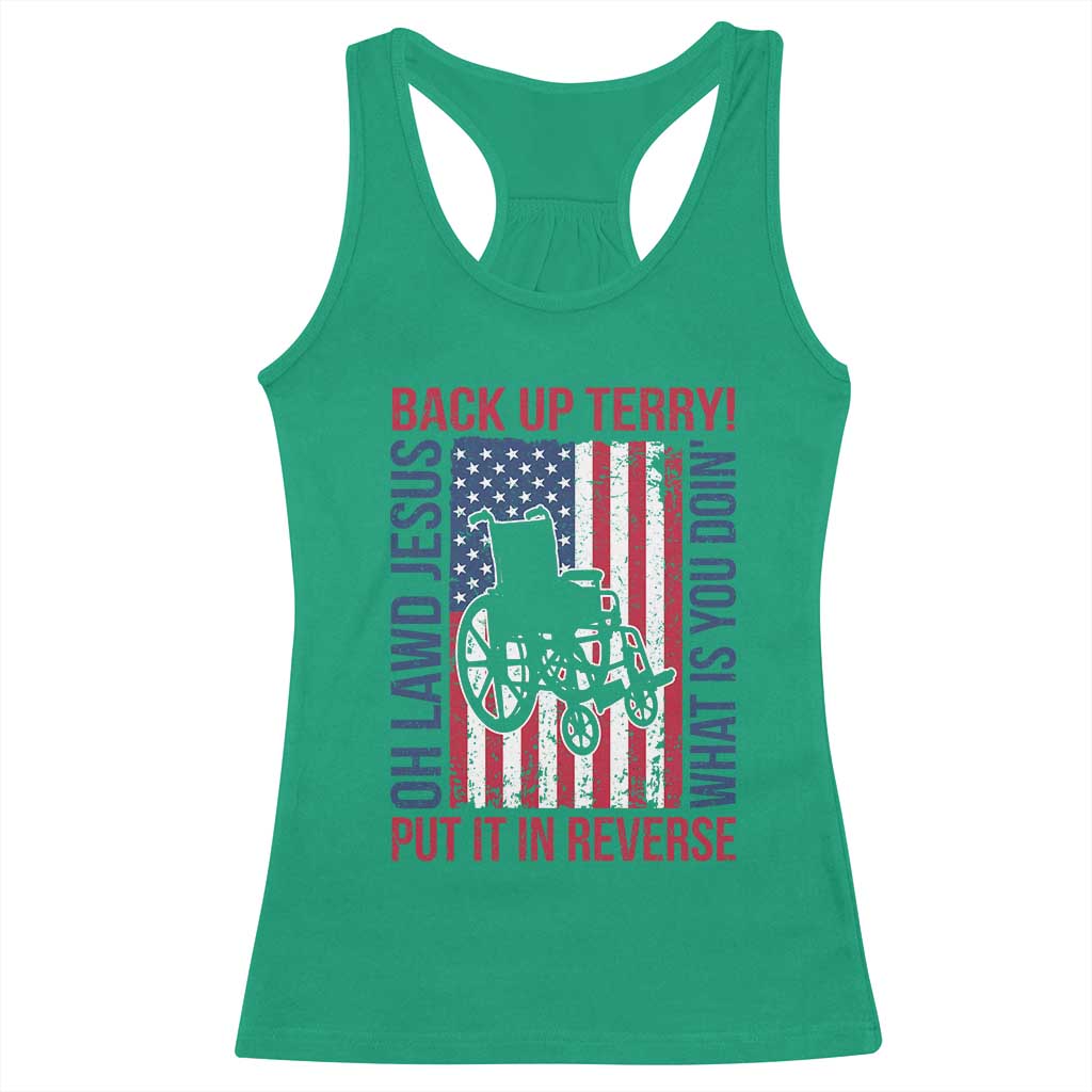 Funny Back Up Terry Put It In Reverse Racerback Tank Top Oh Lawd Jesus What Is You Doin TS11 Irish Green Print Your Wear