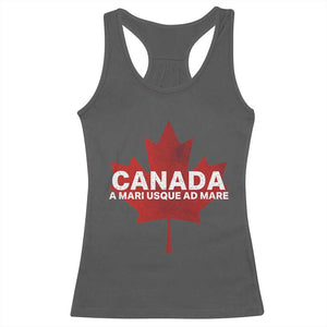 Funny Canada A Mari Usque Ad Mare Racerback Tank Top Canadian Flag Patriotic TS11 Dark Heather Print Your Wear
