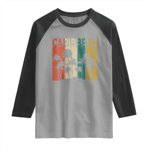 Funny Caribbean Vintage Palm Tree Sunset Summer Beach Vacation Raglan Shirt TS11 Sport Gray Black Print Your Wear