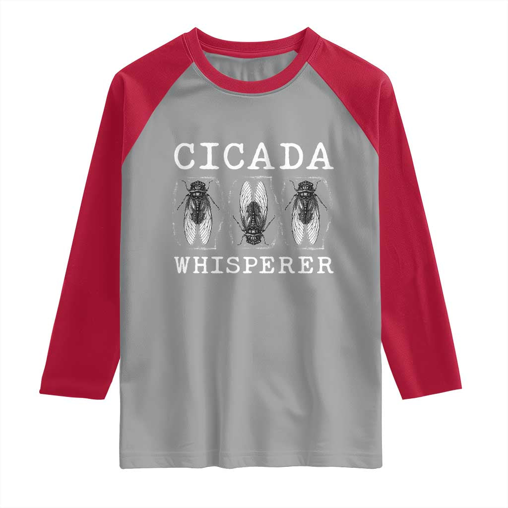 Funny Cicada Whisperer Raglan Shirt Periodical Cicada Swarm TS11 Sport Gray Red Print Your Wear