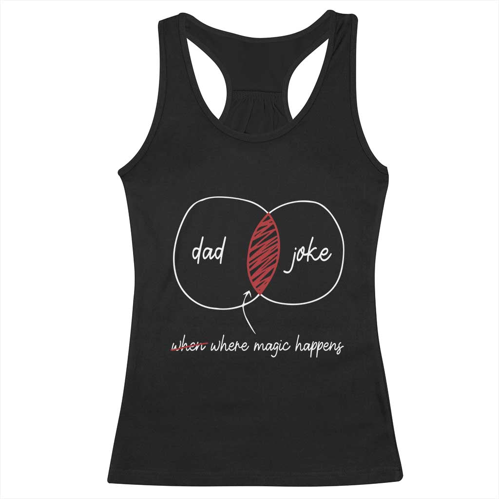 Funny Dad Joke Where Magic Happens Racerback Tank Top Father's Day TS11 Black Print Your Wear