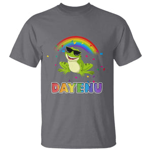 Funny Dayenu Frog Rainbow T Shirt Passover Celebration with Pride Vibes TS02 Charcoal Print Your Wear