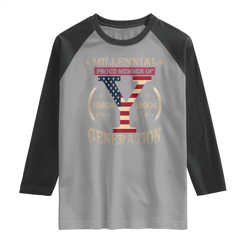 Funny Gen Y Raglan Shirt Millennial proud Member Of Y Generation TS11 Sport Gray Black Print Your Wear