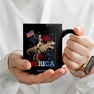 Funny George Washington Riding a Tyrannosaurus Rex 'Merica Coffee Mug American Flag TS11 Print Your Wear