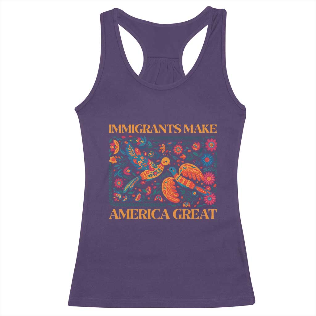 Funny Immigrants Make America Great Racerback Tank Top Floral Flower Birds Human Rights TS11 Purple Print Your Wear