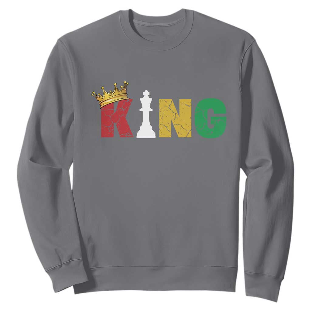 Funny Juneteenth King Sweatshirt Black Father Chess African American TS11 Charcoal Print Your Wear