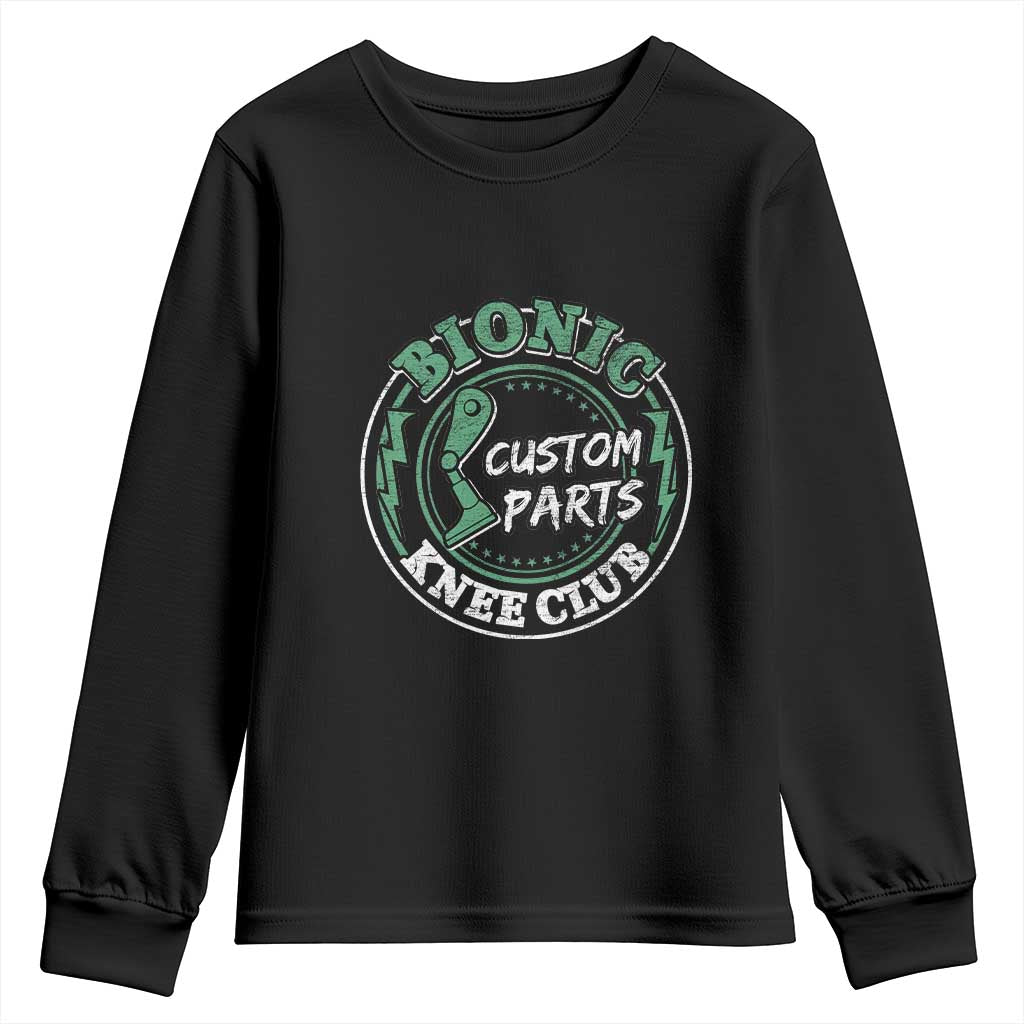 Funny Knee Replacement Survivor Youth Sweatshirt Bionic Knee Club Custom Parts TS02 Black Print Your Wear